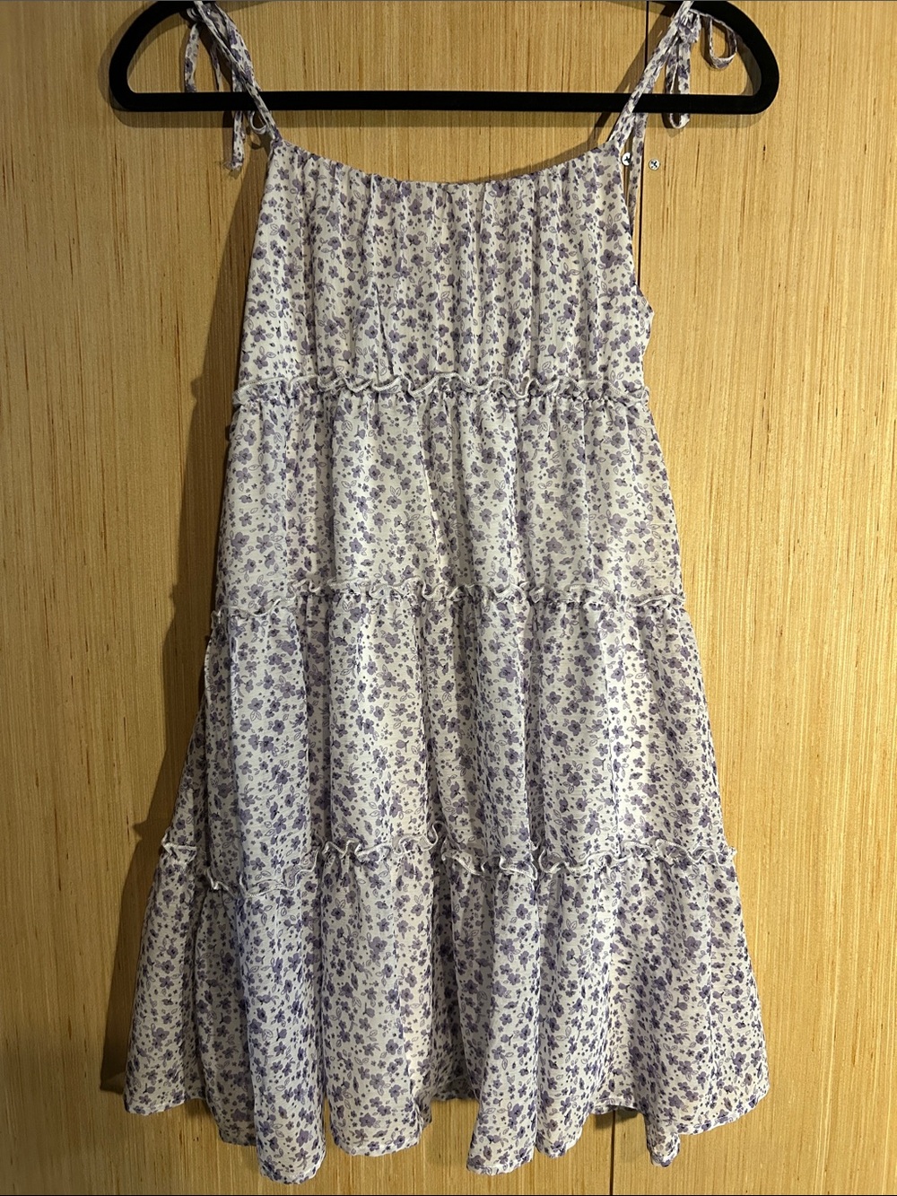 Altar'd State White & Lavender Floral Tiered Midi Dress